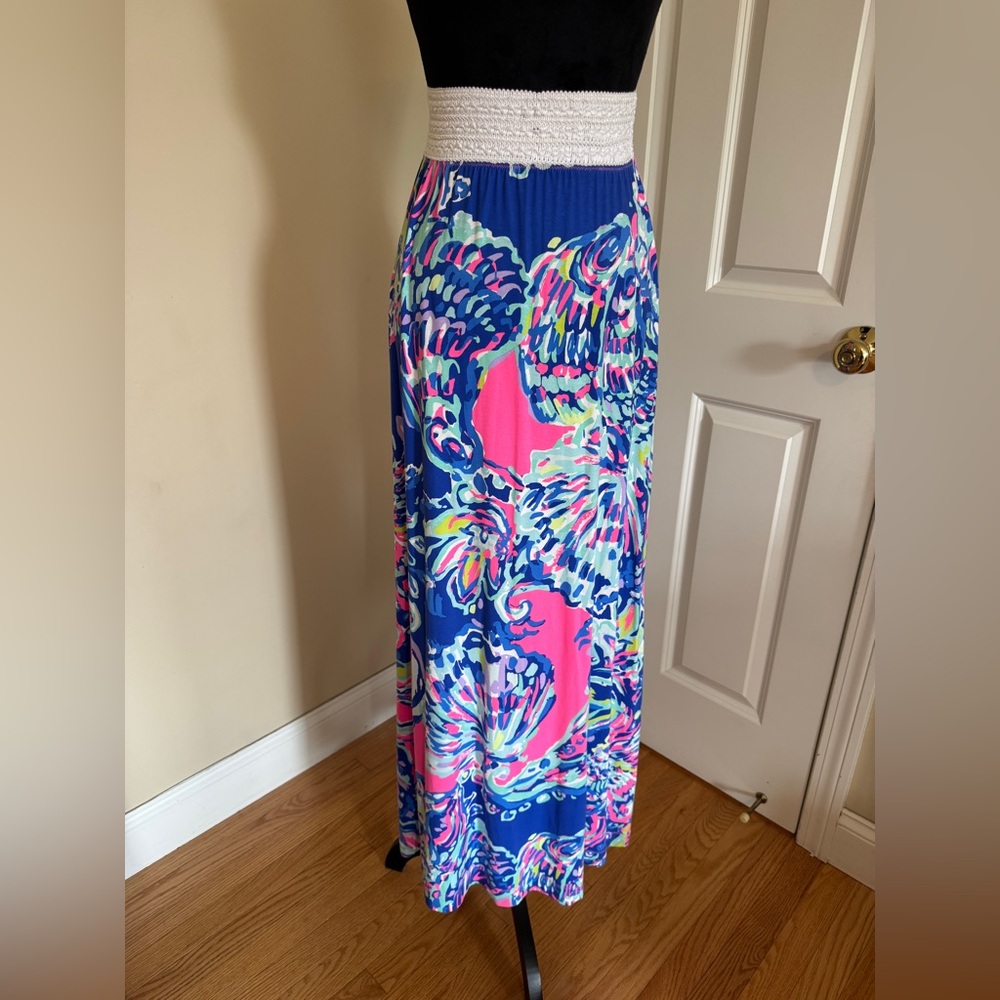 Lilly Pulitzer Blue & Pink Floral Maxi Skirt - XXS